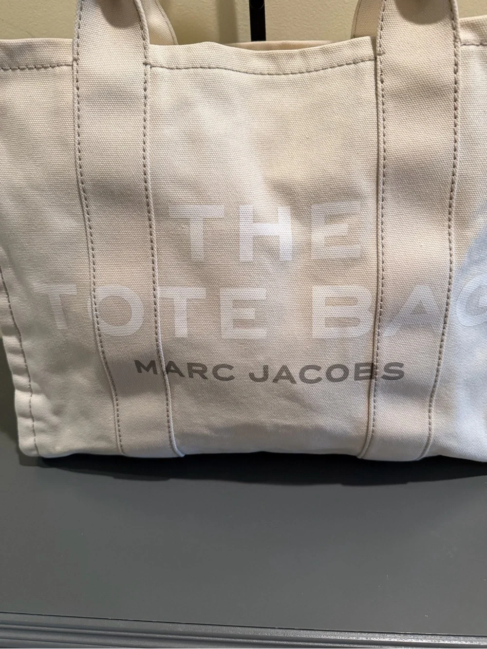 Marc Jacobs Large Cream Canvas Tote with Logo Patch